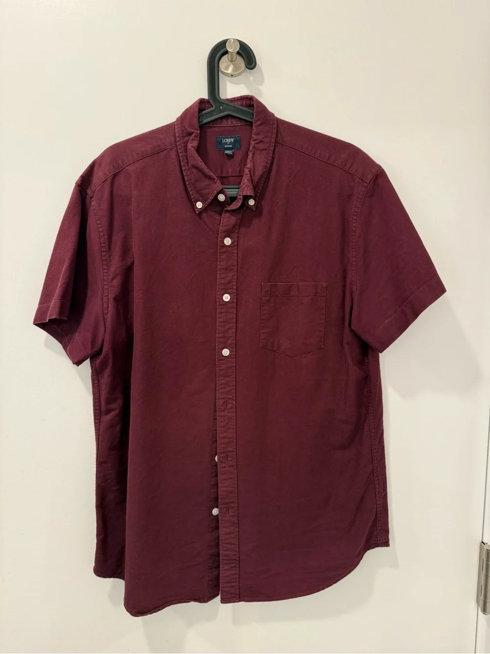 J. Crew Short Sleeve Button-Down Shirt in Burgundy